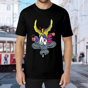Brand New Graphic Black Tee with Colorful Cartoon Design
